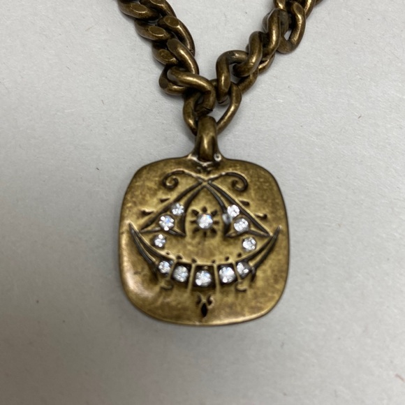 Stella & Dot chunky gold necklace with medallion, crystals - Picture 2 of 5